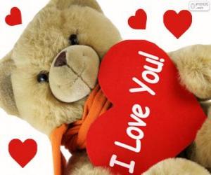 yapboz Sevgililer Günü için kalpleri, Teddy ayı